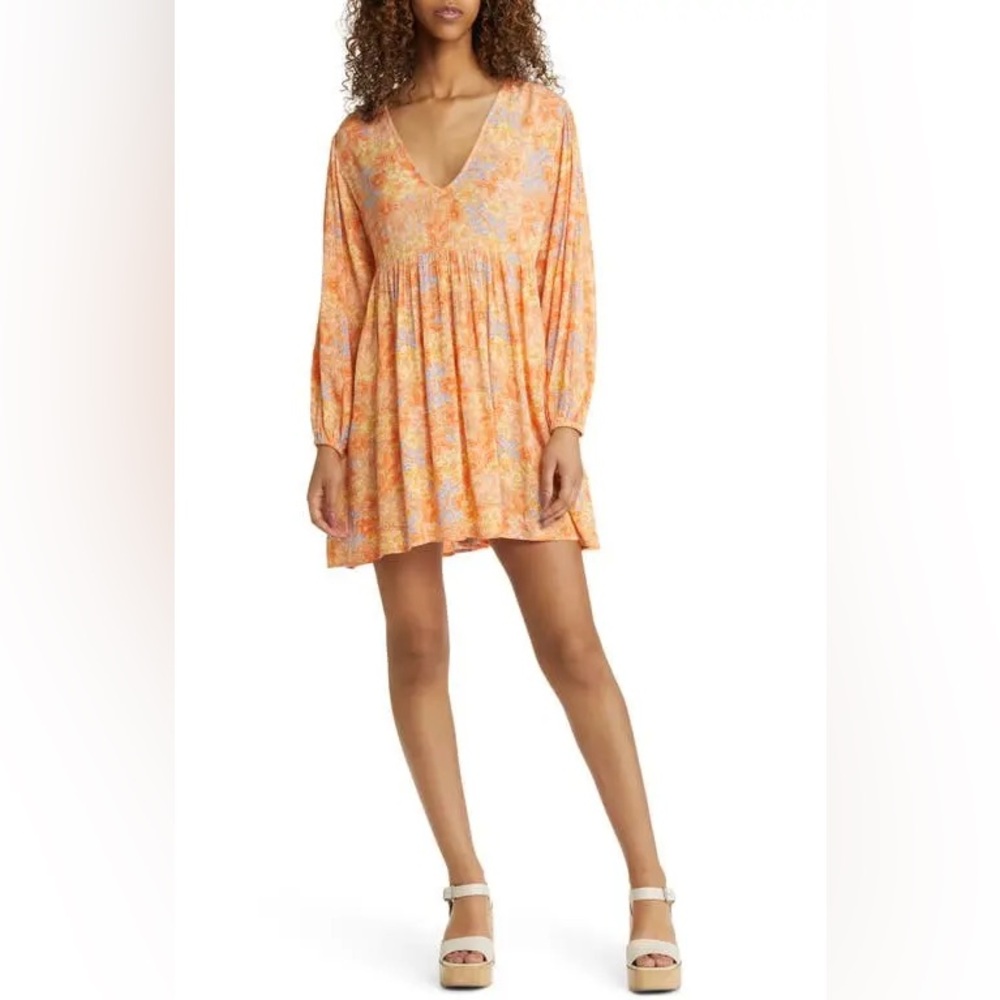 NWT Billabong Secret Wish Floral Long Sleeve Babydoll Dress - Picture 6 of 11